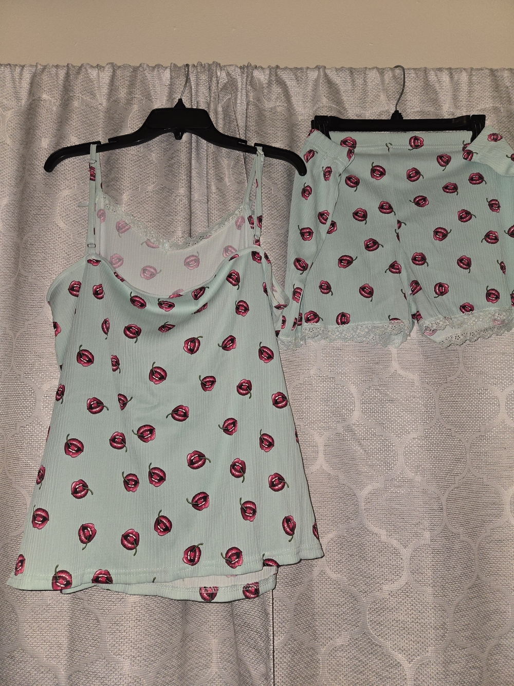 Mint Lips And Cherry Cami & Short Pajama Set
